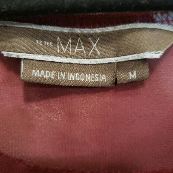 Sheer, blouse, quarter sleeve, garnet - Picture 8 of 10